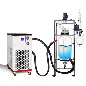 Explosion proof glass reactor with stainless steel rack sealed temperature control circulator solution
