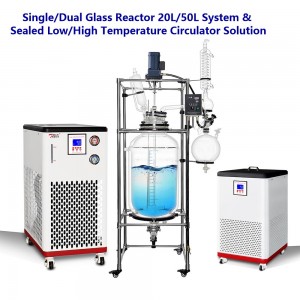 Single/Dual Glass Reactor System and Sealed Temperature Control Circulator Solution 20L/30L/50L